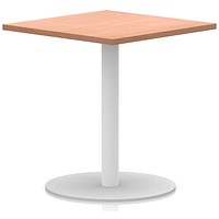 Italia Poseur Square Table, 800mm Wide, 720mm High, White Leg, Beech