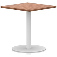 Italia Poseur Square Table, 800mm Wide, 720mm High, White Leg, Walnut