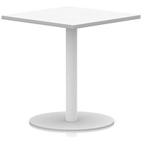 Italia Poseur Square Table, 800mm Wide, 720mm High, White Leg, White