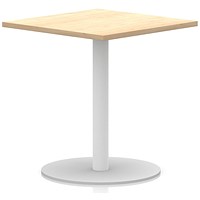 Italia Poseur Square Table, 800mm Wide, 720mm High, White Leg, Maple