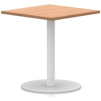 Italia Poseur Square Table, 800mm Wide, 720mm High, White Leg, Oak