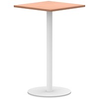 Italia Poseur Square Table, 800mm Wide, 1145mm High, White Leg, Beech