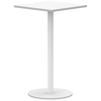 Italia Poseur Square Table, 800mm Wide, 1145mm High, White Leg, White