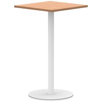 Italia Poseur Square Table, 800mm Wide, 1145mm High, White Leg, Oak