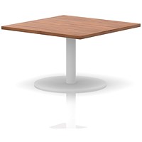 Italia Square Coffee Table, 1000mm Wide, 475mm High, White Leg, Walnut