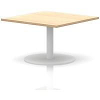 Italia Square Coffee Table, 1000mm Wide, 475mm High, White Leg, Maple