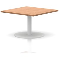 Italia Square Coffee Table, 1000mm Wide, 475mm High, White Leg, Oak