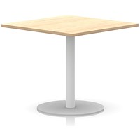 Italia Poseur Square Table, 1000mm Wide, 720mm High, White Leg, Maple