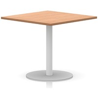 Italia Poseur Square Table, 1000mm Wide, 720mm High, White Leg, Oak