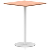 Italia Poseur Square Table, 1000mm Wide, 1145mm High, White Leg, Beech