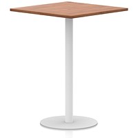 Italia Poseur Square Table, 1000mm Wide, 1145mm High, White Leg, Walnut