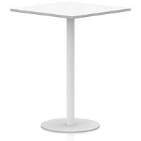 Italia Poseur Square Table, 1000mm Wide, 1145mm High, White Leg, White