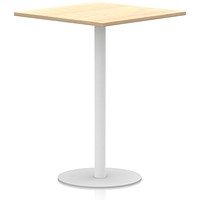 Italia Poseur Square Table, 1000mm Wide, 1145mm High, White Leg, Maple