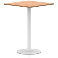 Italia Poseur Square Table, 1000mm Wide, 1145mm High, White Leg, Oak