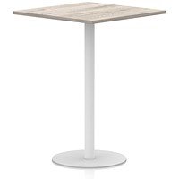 Italia Poseur Square Table, 1000mm Wide, 1145mm High, White Leg, Grey Oak