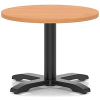 Italia 600mm Round Coffee Table Beech Top 495mm High Black Leg Cross Base