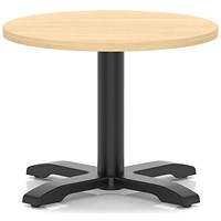 Italia 600mm Round Coffee Table Maple Top 495mm High Black Leg Cross Base