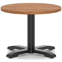 Italia 600mm Round Coffee Table Walnut Top 495mm High Black Leg Cross Base