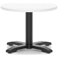Italia 600mm Round Coffee Table White Top 495mm High Black Leg Cross Base