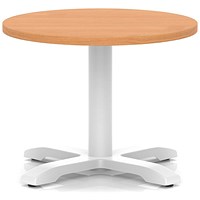 Italia 600mm Round Coffee Table Beech Top 495mm High White Leg Cross Base