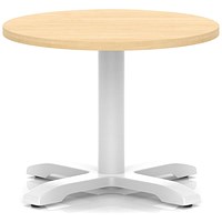 Italia 600mm Round Coffee Table Maple Top 495mm High White Leg Cross Base