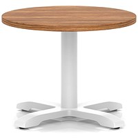 Italia 600mm Round Coffee Table Walnut Top 495mm High White Leg Cross Base