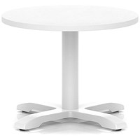 Italia 600mm Round Coffee Table White Top 495mm High White Leg Cross Base