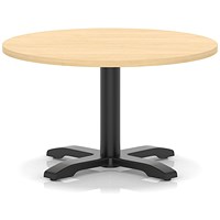 Italia 800mm Round Coffee Table Maple Top 495mm High Black Leg Cross Base