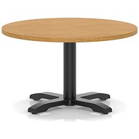 Italia 800mm Round Coffee Table Oak Top 495mm High Black Leg Cross Base