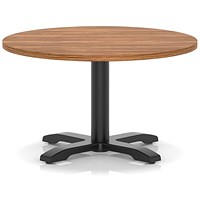 Italia 800mm Round Coffee Table Walnut Top 495mm High Black Leg Cross Base