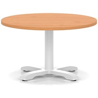 Italia 800mm Round Coffee Table Beech Top 495mm High White Leg Cross Base