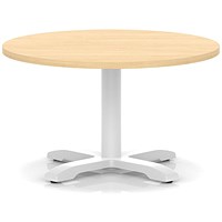 Italia 800mm Round Coffee Table Maple Top 495mm High White Leg Cross Base