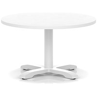 Italia 800mm Round Coffee Table White Top 495mm High White Leg Cross Base