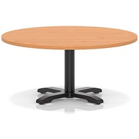 Italia 1000mm Round Coffee Table Beech Top 495mm High Black Leg Cross Base