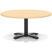 Italia 1000mm Round Coffee Table Maple Top 495mm High Black Leg Cross Base