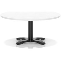 Italia 1000mm Round Coffee Table White Top 495mm High Black Leg Cross Base