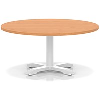 Italia 1000mm Round Coffee Table Beech Top 495mm High White Leg Cross Base