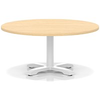 Italia 1000mm Round Coffee Table Maple Top 495mm High White Leg Cross Base