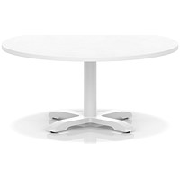 Italia 1000mm Round Coffee Table White Top 495mm High White Leg Cross Base