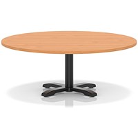 Italia 1200mm Round Coffee Table Beech Top 495mm High Black Leg Cross Base