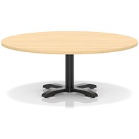Italia 1200mm Round Coffee Table Maple Top 495mm High Black Leg Cross Base
