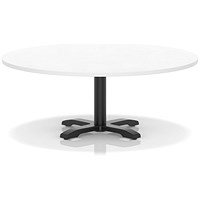 Italia 1200mm Round Coffee Table White Top 495mm High Black Leg Cross Base