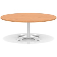 Italia 1200mm Round Coffee Table Beech Top 495mm High White Leg Cross Base