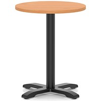 Italia 600mm Poseur Round Table Beech Top 750mm High Black Leg Cross Base