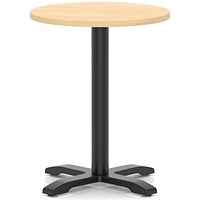 Italia 600mm Poseur Round Table Maple Top 750mm High Black Leg Cross Base