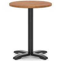 Italia 600mm Poseur Round Table Walnut Top 750mm High Black Leg Cross Base