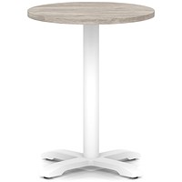 Italia 600mm Poseur Round Table Grey Oak Top 750mm High White Leg Cross Base