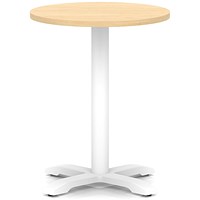 Italia 600mm Poseur Round Table Maple Top 750mm High White Leg Cross Base
