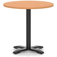 Italia 800mm Poseur Round Table Beech Top 750mm High Black Leg Cross Base