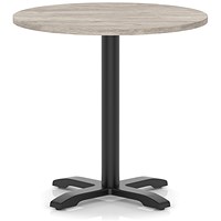 Italia 800mm Poseur Round Table Grey Oak Top 750mm High Black Leg Cross Base